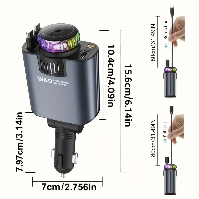 5-in-1 Starlight Charger | Fast Type-C 5V/3A + Car Fragrance