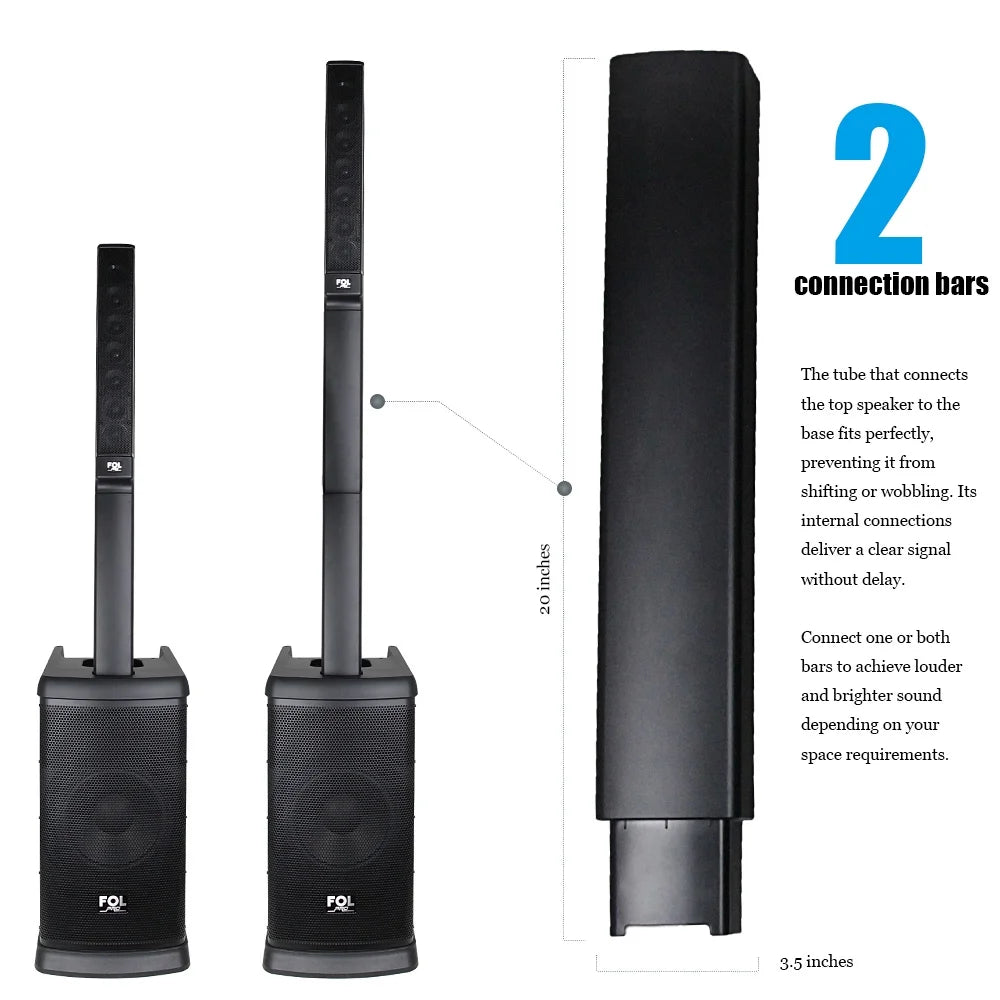FS-T888 Bluetooth TWS Sound Tower Speaker โ 420W Power, Karaoke System w/ 2 Wireless Microphones